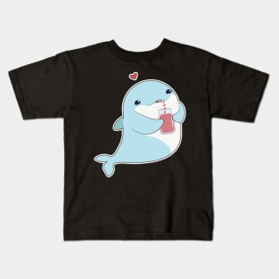 Dolphin with Drink & Heart Kids T-Shirt